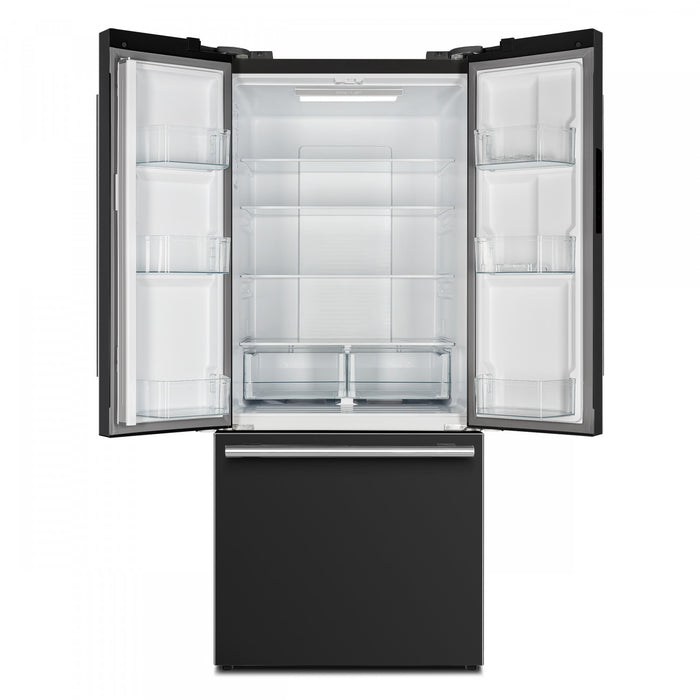 Forno Espresso Gallipoli 30-inch French Door Black Refrigerator, 17.5 cu.ft. - FFFFD1974-31BLK