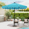 Costway 9.3 FT Solar Patio Umbrella Outdoor Market Sunshade with 24 LED Lights Ruffles Turquoise