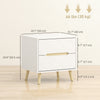 HOMCOM Nightstands Set of 2, Bedside Table w/ 2 Drawers and Wood Legs White