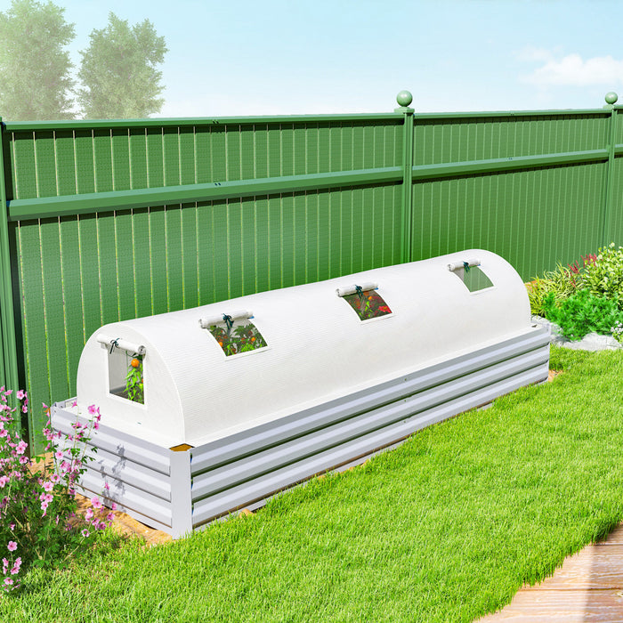 Outsunny Mini Greenhouse with Mesh Windows, Tunnel Growing Tent, White