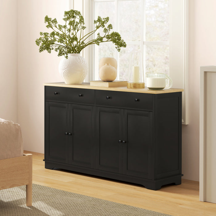 HOMCOM Sideboard Cabinet with Storage Drawers Adjustable Shelves Black