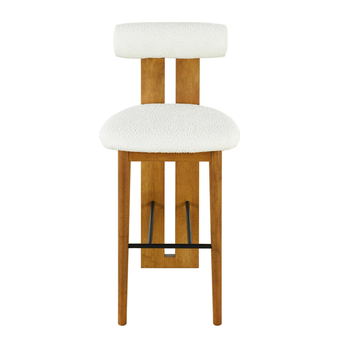 Sophia Indoor Modern Rubberwood Bar Stool Set of 2 with Supportive Backrest,White&Walnut