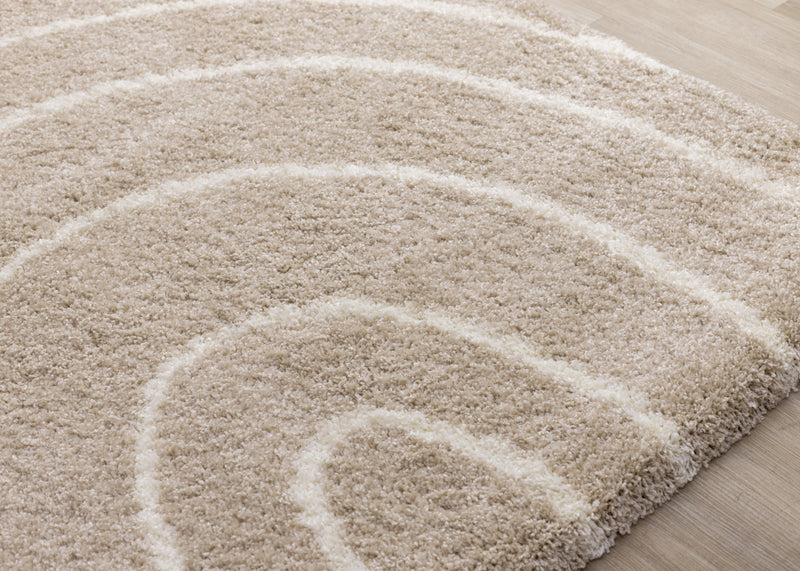 Fairmont Taupe Cream Curved Lines Rug, 5'3\" x 7'7\" Indoor Area Rug