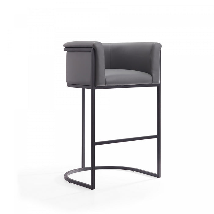 Cosmopolitan Mid-Century Modern Metal Upholstered Barstool in Gray - Set of 2 Bar Stool