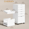 HOMCOM 6 Drawer Vertical File Cabinet with Lockable Wheels, White