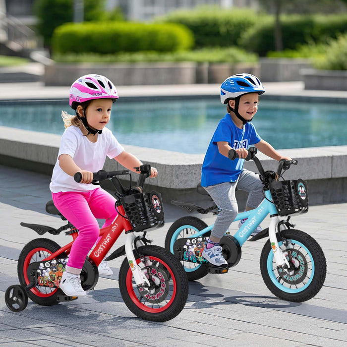 Costway 12\" Kid's Bike For 3-4 With Height-adjustable Handlebar & Saddle Handbrake Red