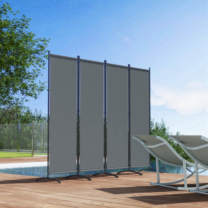 Outsunny Room Divider, 5.6ft Folding Privacy Screen, Dark Grey