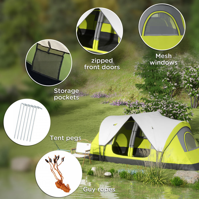 Outsunny Camping Tent, 6-8 Person Tent With 2 Bedroom & Waterproof Rainfly