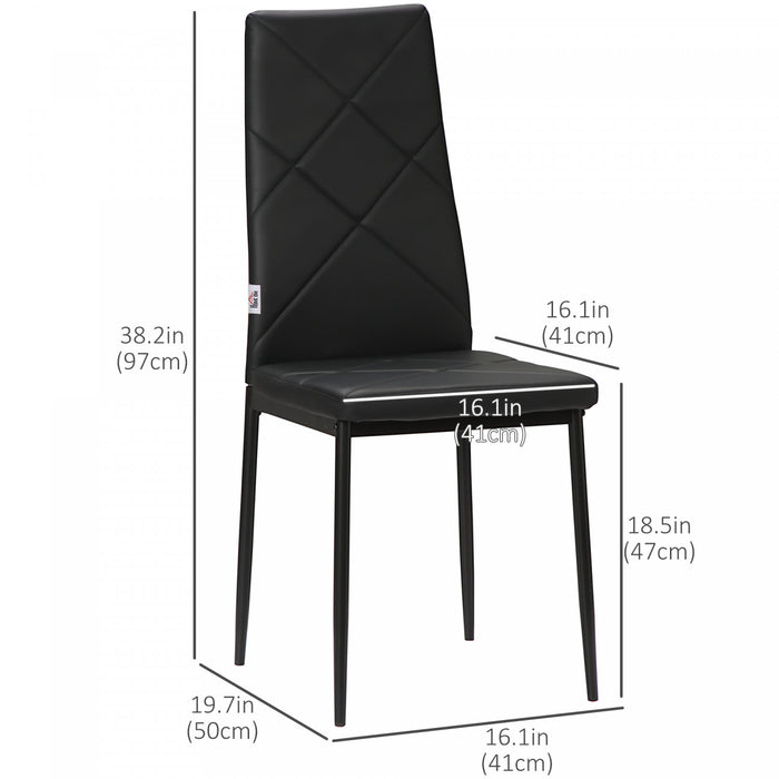 HOMCOM 4-Pieces Dining Chairs, Accent Chair w/ Upholstery Seat Steel Legs
