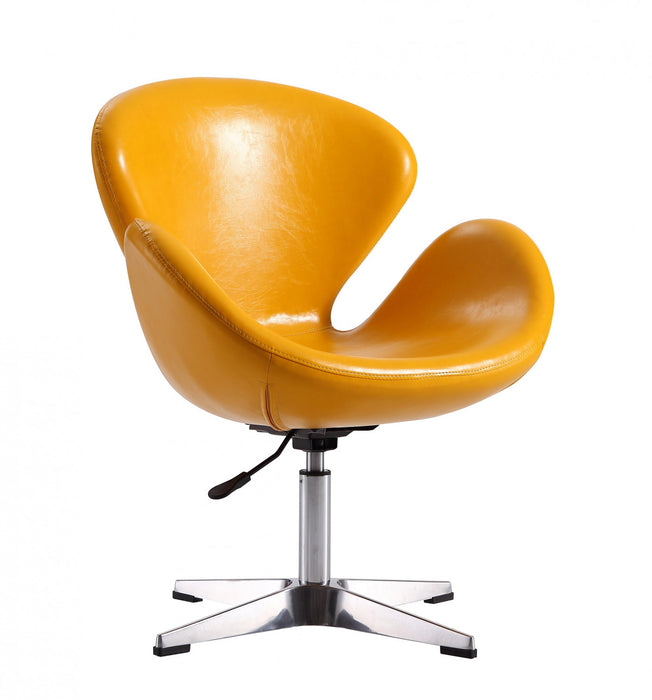 Raspberry Modern Upholstered Swivel Lounge Chair in Yellow - Set of 2 Accent Chair