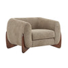 Tuxor Modern Upholstered Boucle Arm Chair with Tuxedo Design, Light Brown, Walnut | Tuxor Fauteuil Moderne en Bouclette a Design Tuxedo, Brun Clair, Noyer
