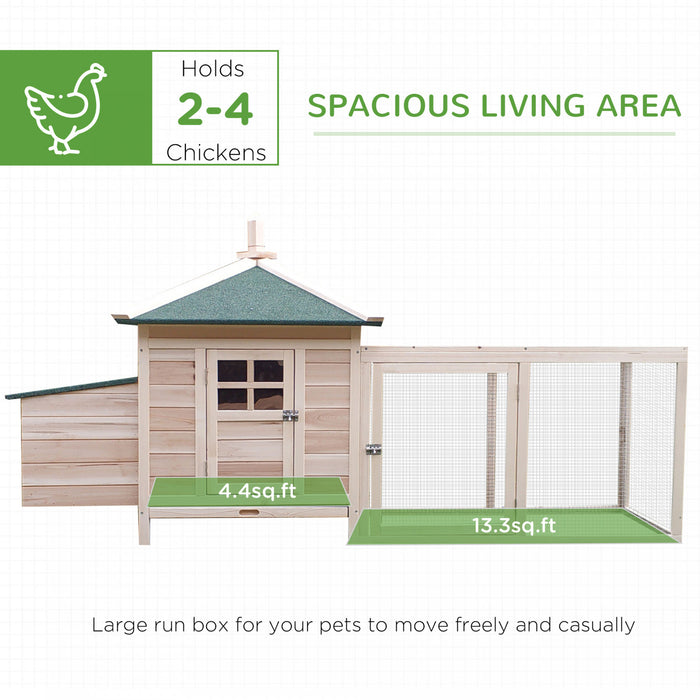 Pawhut 77\" Chicken Coop Hen House Rabbit Hutch Poultry Cage Pen Outdoor Backyard With Nesting Box Run Natural