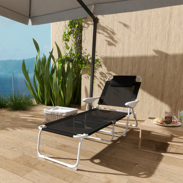 Outsunny Outdoor Lounge Chair With Adjustable Backrest, Black