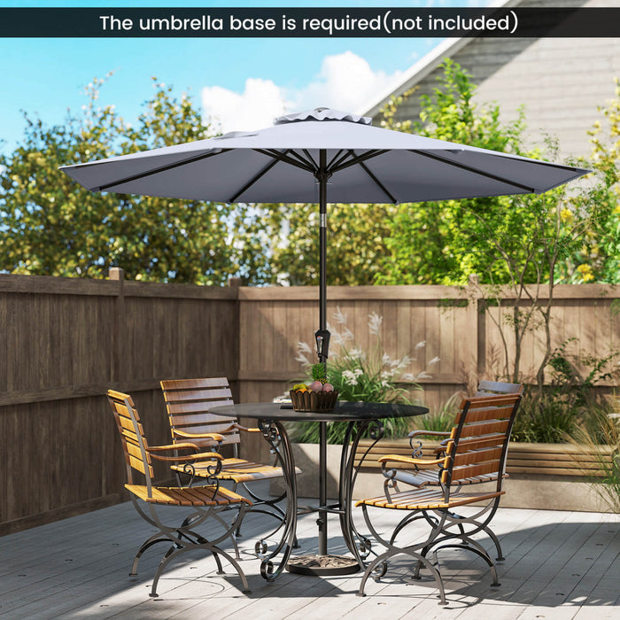 Costway Patio Umbrella with Push Button Tilt, Crank Handle, 8 Sturdy Ribs for Patio, Garden Gray