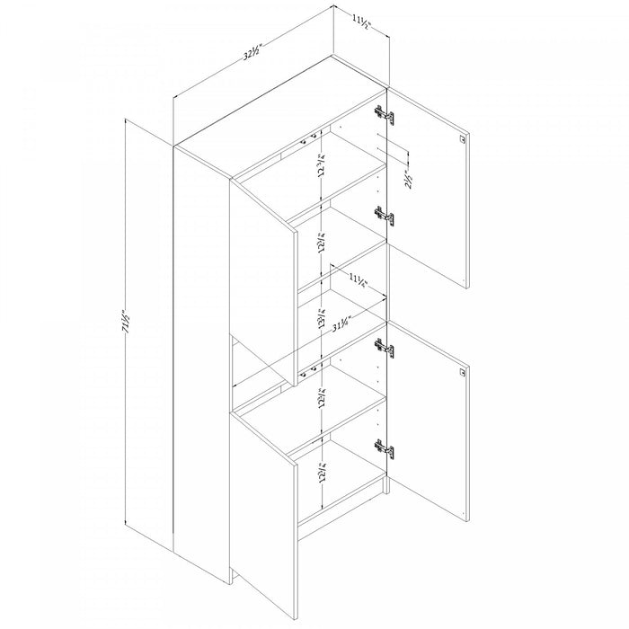 Liora 4-door Bookcase With Open Storage - Pure White 