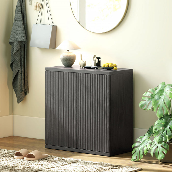 HOMCOM Sideboard Cabinet, Kitchen Cabinet with Soft-Close Door, Black Grey