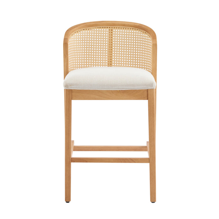 Tatti Rubber Wood Counter Stools with Cane Back Set of 4,Beige