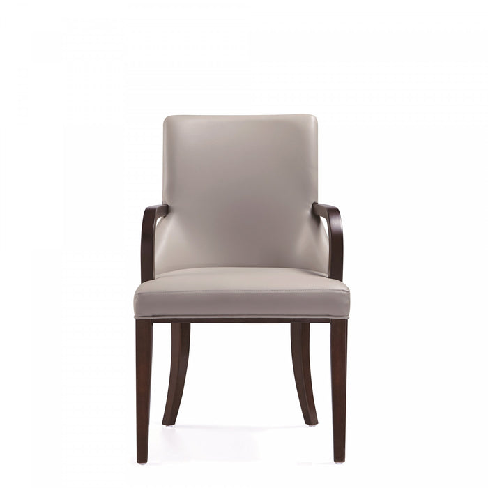 Shubert Modern Wood Vegan Leather and Velvet Armchair in Light Gray - Set of 2