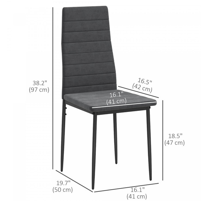 HOMCOM Dining Chairs, Set of 4, Upholstered Accent Chairs, Back, Grey