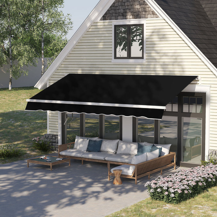 8'x7' Manual Retractable Sun Shade Patio Awning Canopy Shelter, Black