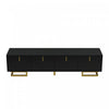 Aspect 63 Inch TV Stand with Textured Doors and Gold Legs, Black | Aspect Meuble TV 63 po avec Portes Texturees et Pieds Dores, Noir