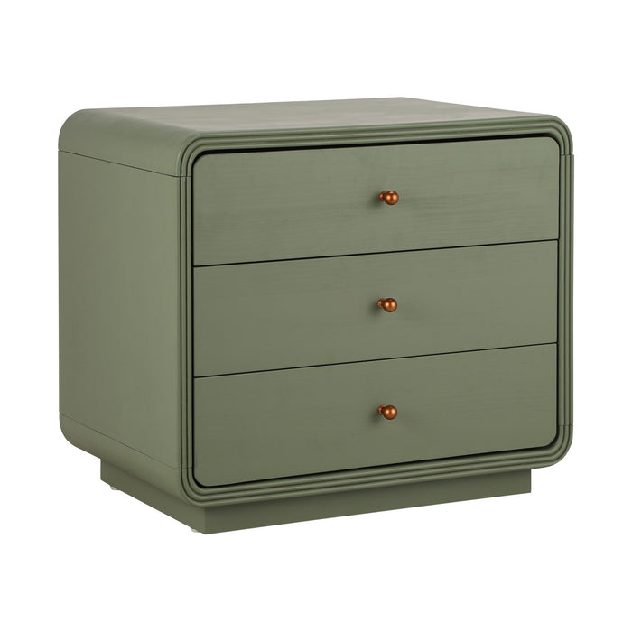 Sophia Modern Nightstand with Storage and Drawer,Olive Green