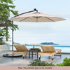 Costway 10 Ft Patio Solar LED Offset Umbrella 40 Lights Crank Cross Base Beige