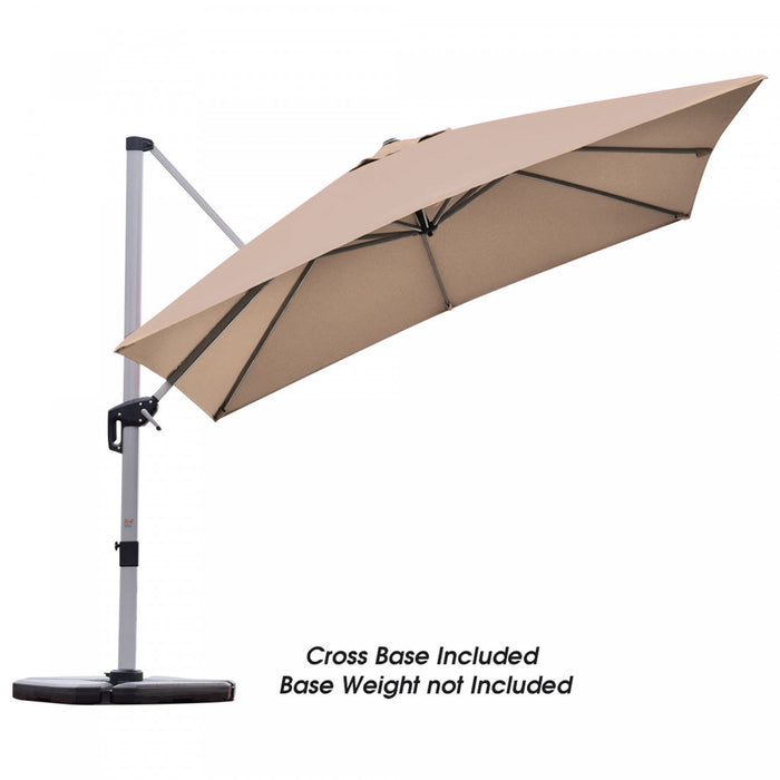 Costway 10Ft Square Patio Offset Cantilever Umbrella 360 Degree Tilt Aluminum Tan