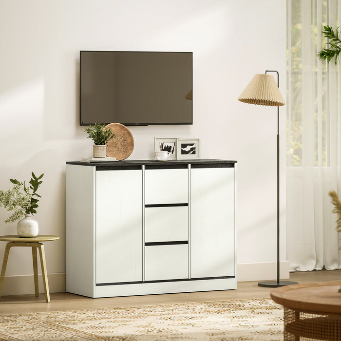 HOMCOM Modern Sideboard with Soft-Close Hinges, Buffet Cabinet, White Wood Grain