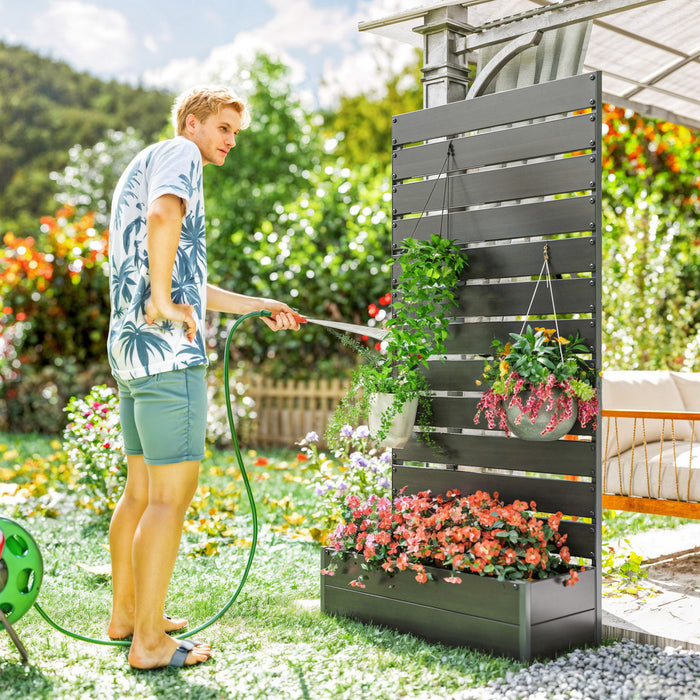 Outsunny Raised Garden Bed With Trellis For Climbing Plants & Vines, Black