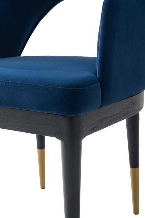 Carrington Modern Glam Upholstered Velvet Armchair in Midnight Blue - Set of 2