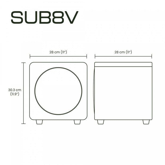 Kanto SUB8VMB 8\" 300W Sealed Powered Subwoofer, Matte White