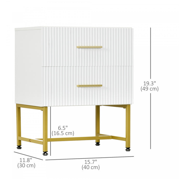 HOMCOM Nightstands Set of 2 Bedside Tables with Drawers for Bedroom White