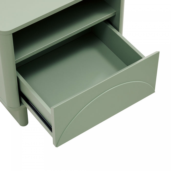 Ella Modern 20\" Nightstand in Sage Green (1-Drawer) - Set of 2