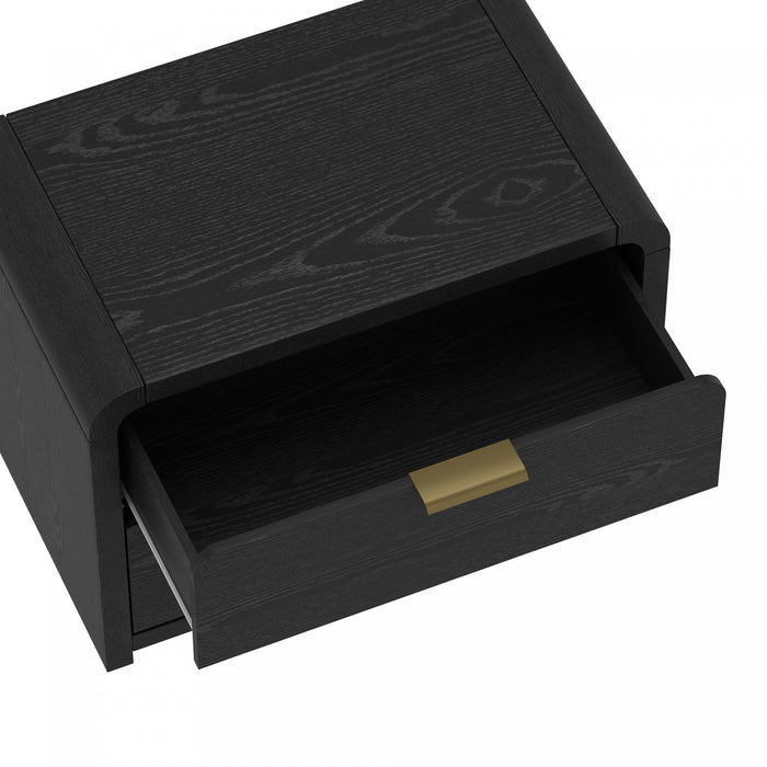 Grace Modern 28\" Nightstand in Black and Gold (2-Drawer) - Set of 2
