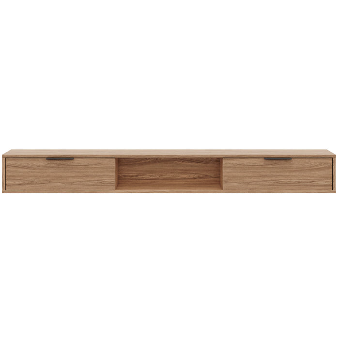 Nordika Slim 72\" Wall-Mounted TV Stand with 2 Storage Cabinets - Light Walnut