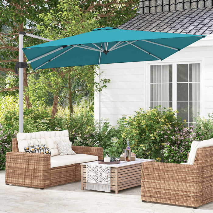 Costway 10 FT Patio Cantilever Umbrella Outdoor Aluminum Hanging Offset Umbrella w/ 360° Rotation Blue