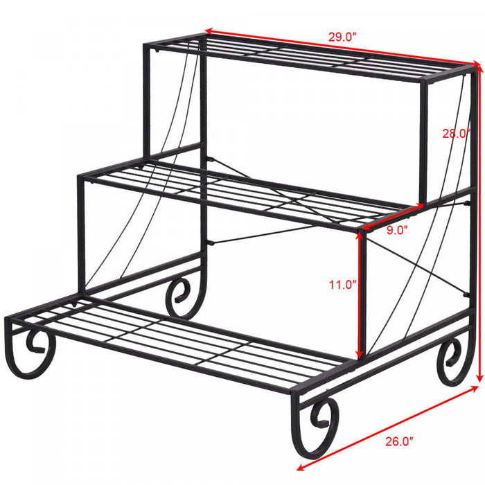 Costway 3 Tier Outdoor Metal Plant Stand Flower Planter Garden Display Shelf Rack