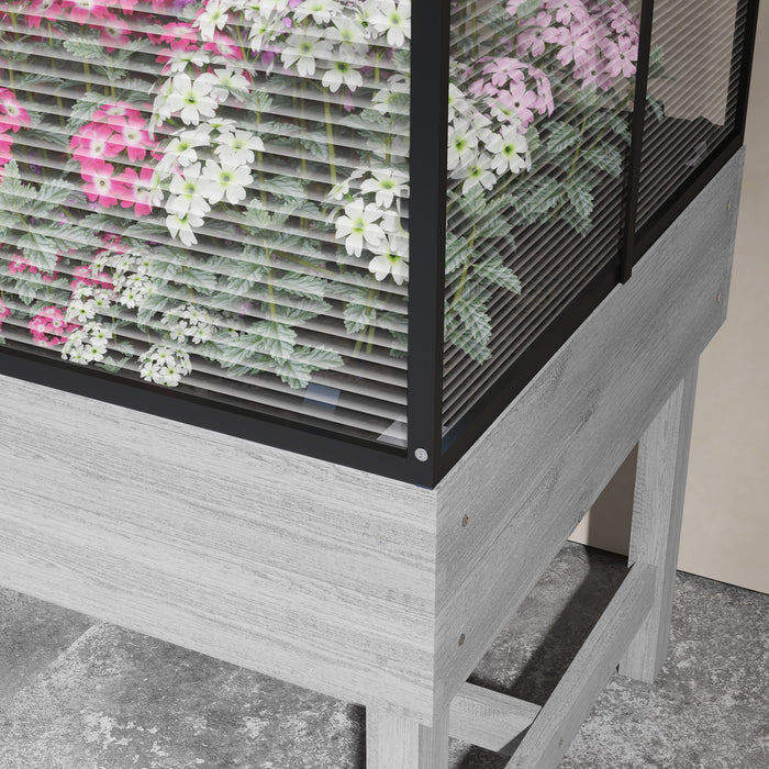 Outsunny Raised Garden Bed With Cold Frame Greenhouse Vent Distressed Grey