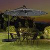 Costway 10 Ft Patio Solar LED 40 Lights Offset Umbrella Crank Cross Base Gray