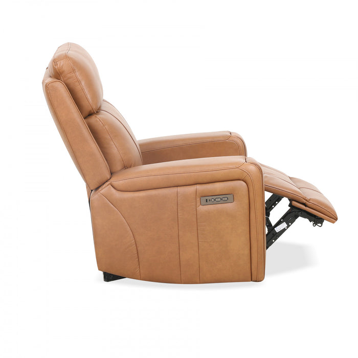 Bellamy 37 in. Leather Match Power Glider Recliner with Adjustable Headrest and USB - Cognac