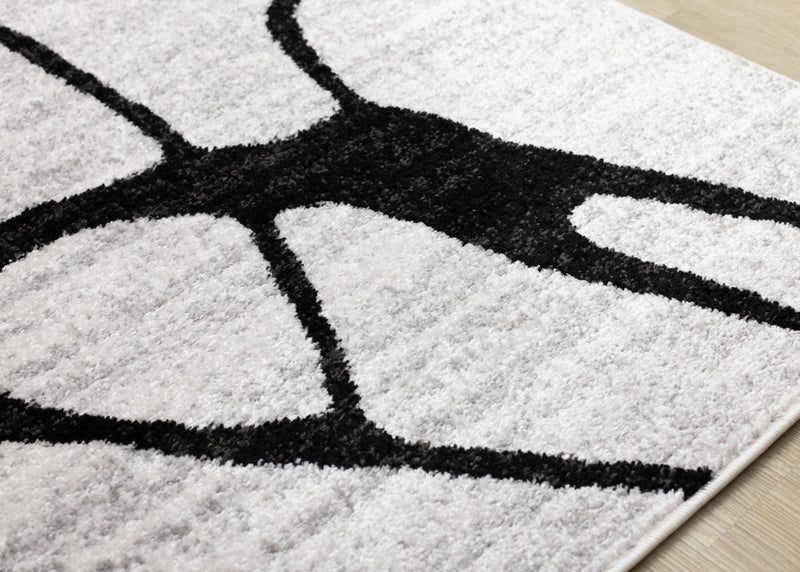 Emmett Grey Black Drizzle Swirl Rug, 7'10\" x 10'6\" Indoor Area Rug