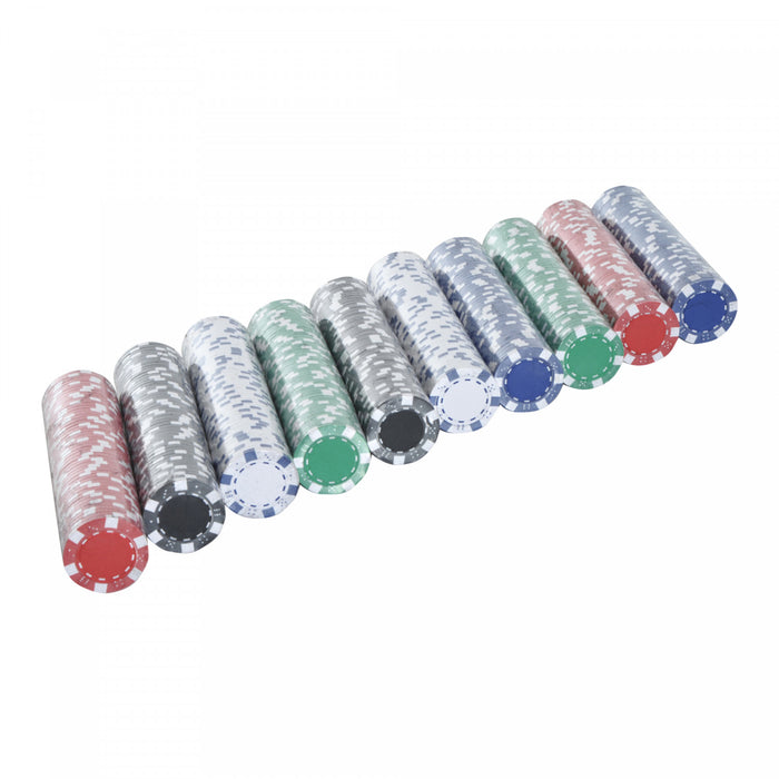 Soozier High Quality 11.5 gram Poker Chips Set with Silver Aluminum Case, 500 Striped Dice 2 Decks of Cards
