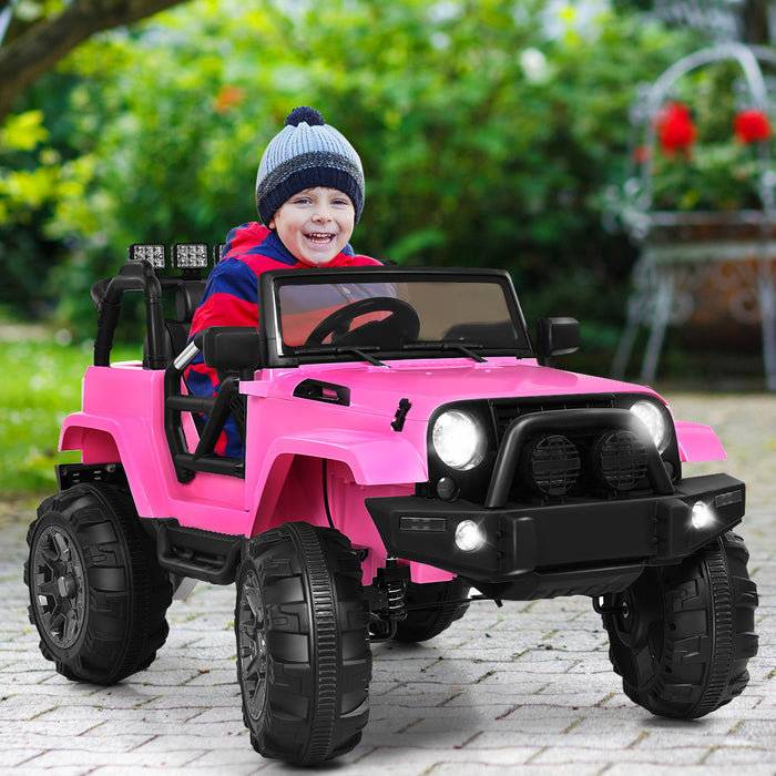 Costway 12v Kids Ride On Truck Car W/ Remote Control Mp3 Music Led Lights Pink