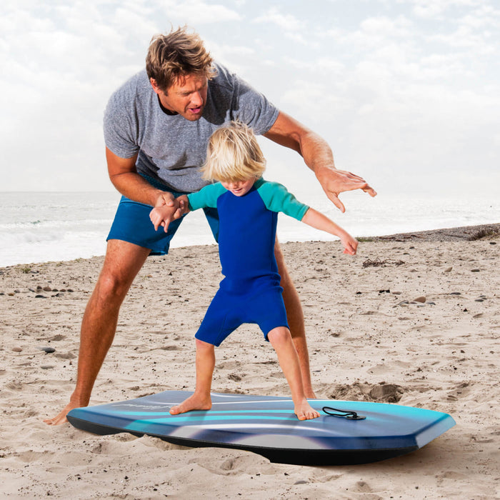Costway 37\" Lightweight Body Board With Eps Core Xpe Deck Hdpe Bottom Crescent Tail Blue