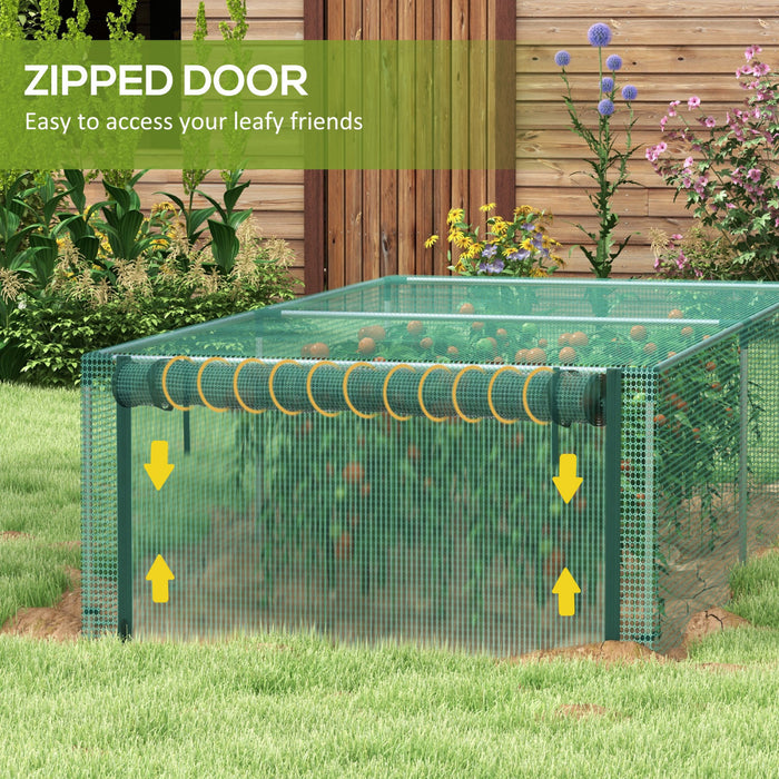 Outsunny 8' x 4' Crop Cage, Plant Protector with Zipper Roll-Up Door