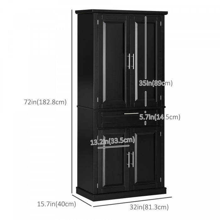 HOMCOM 72\" Kitchen Pantry Storage Cabinet with Drawer, Adjustable Shelves