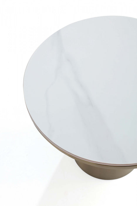 Glenn Modern Glam Sintered Stone Top End Table in Gold