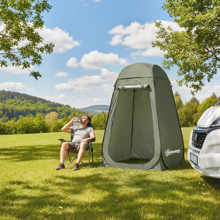 Outsunny Pop Up Shower Tent, Outdoor Privacy Changing Dressing Room, Green