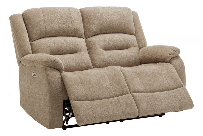 Small 2-Seater Power Reclining Love Seat, 50\" Wide, Usb Port Included, Beige Fabric Recliner